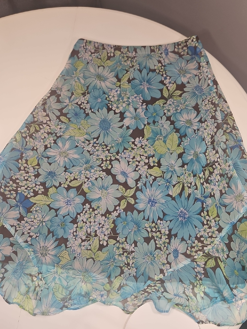 Elementz Blue and Green Floral A-Line Skirt